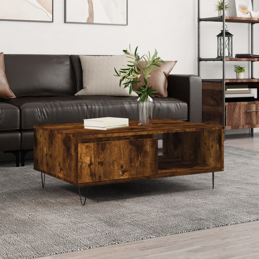 Coffee Table Smoked Oak 90x60x35 cm Engineered Wood - Sid & Sam