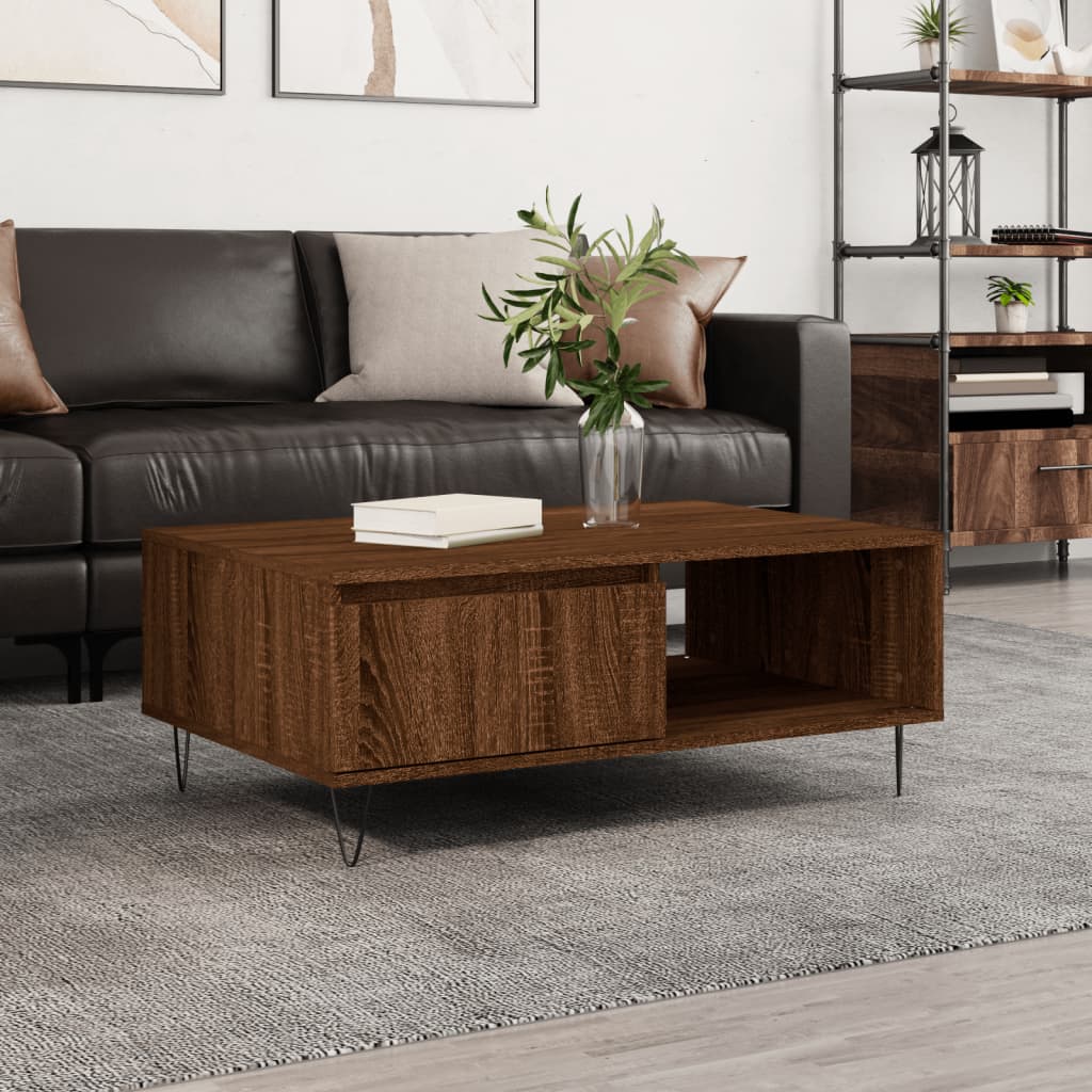 Coffee Table Brown Oak 90x60x35 cm Engineered Wood - Casper Homes