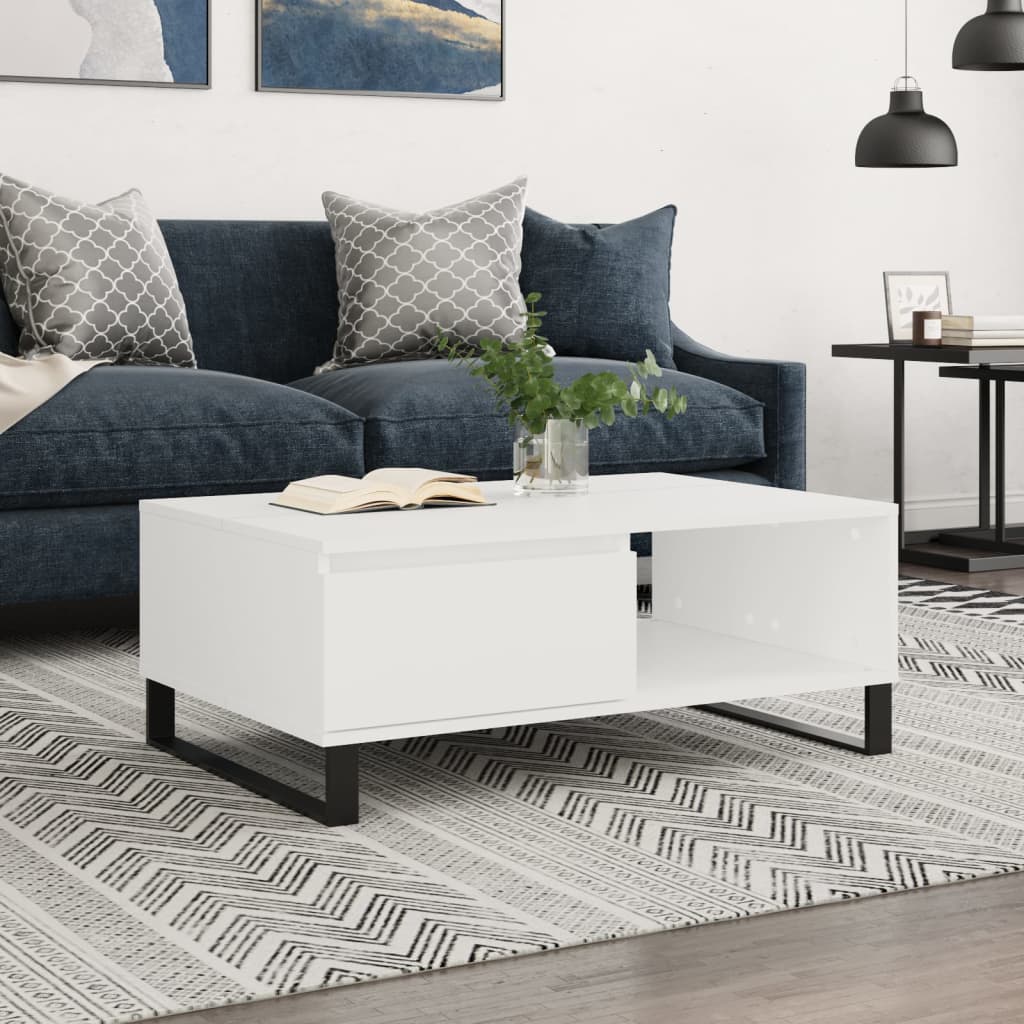 Coffee Table White 90x60x35 cm Engineered Wood - Merlin Deals