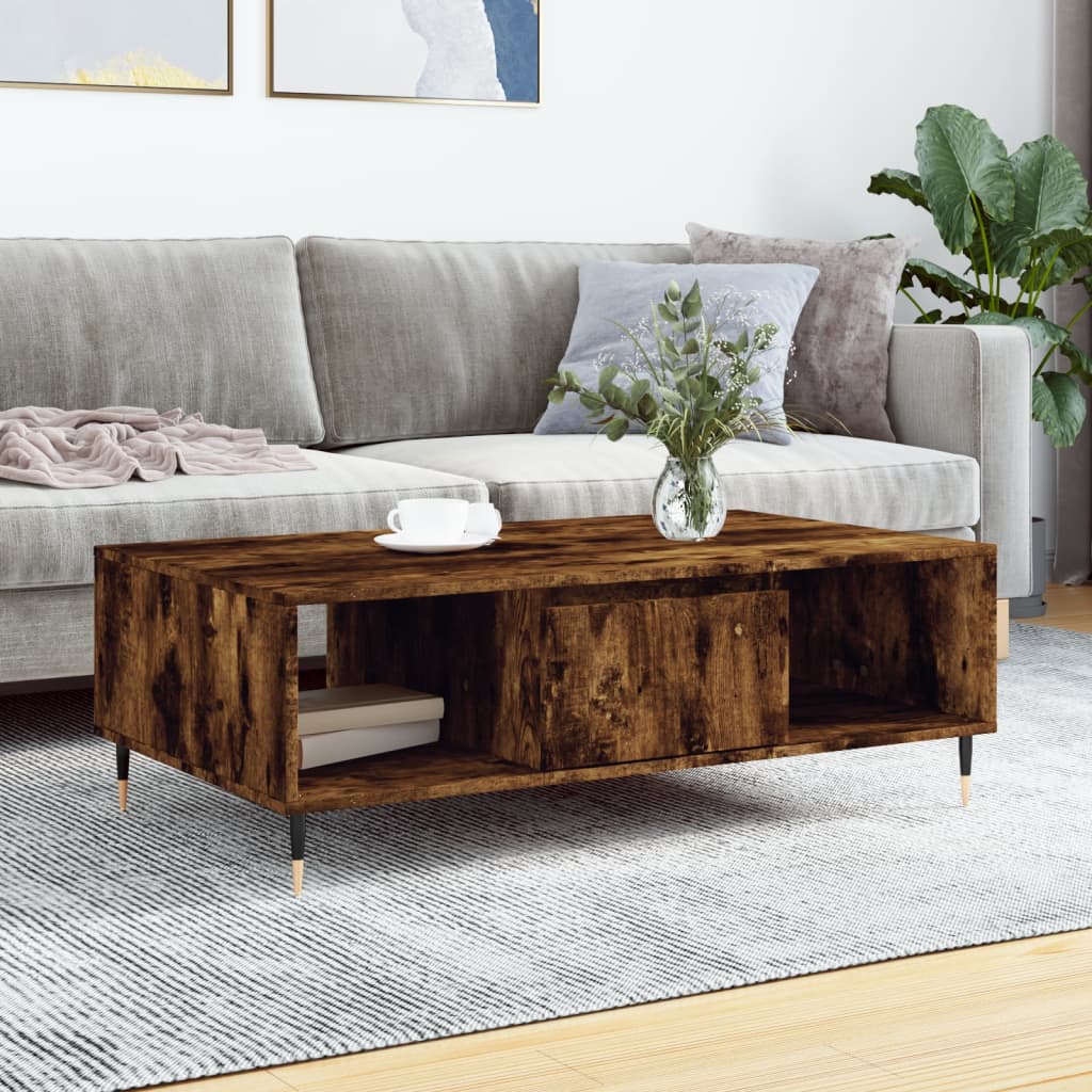 Coffee Table Smoked Oak 104x60x35 cm Engineered Wood - The Home Maker