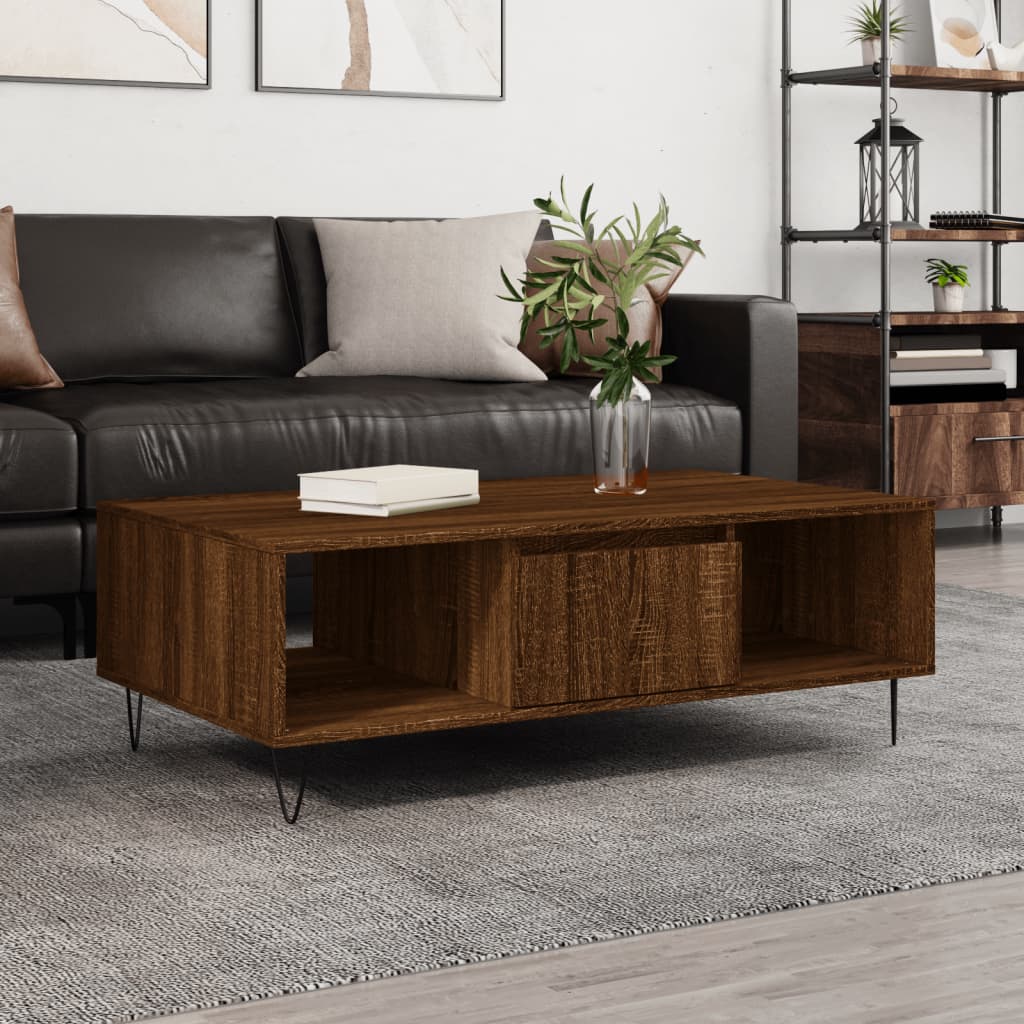 Coffee Table Brown Oak 104x60x35 cm Engineered Wood - All Things Good
