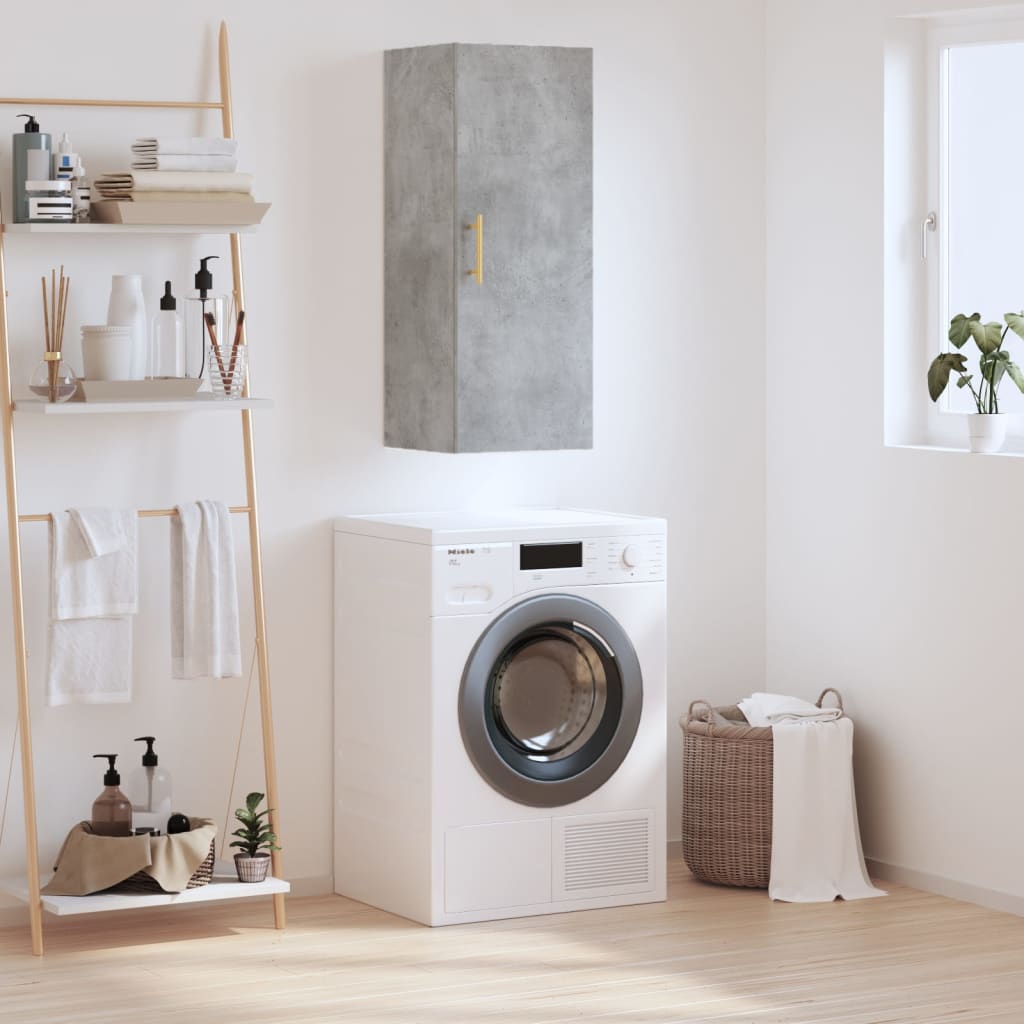 Wall Mounted Cabinet Concrete Grey 34.5x34x90 cm - Merlin Deals