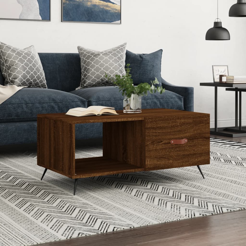 Coffee Table Brown Oak 90x50x40 cm Engineered Wood - All Things Good