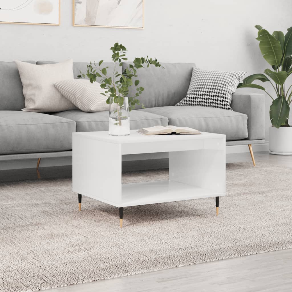 Coffee Table White 60x50x40 cm Engineered Wood - Merlin Deals