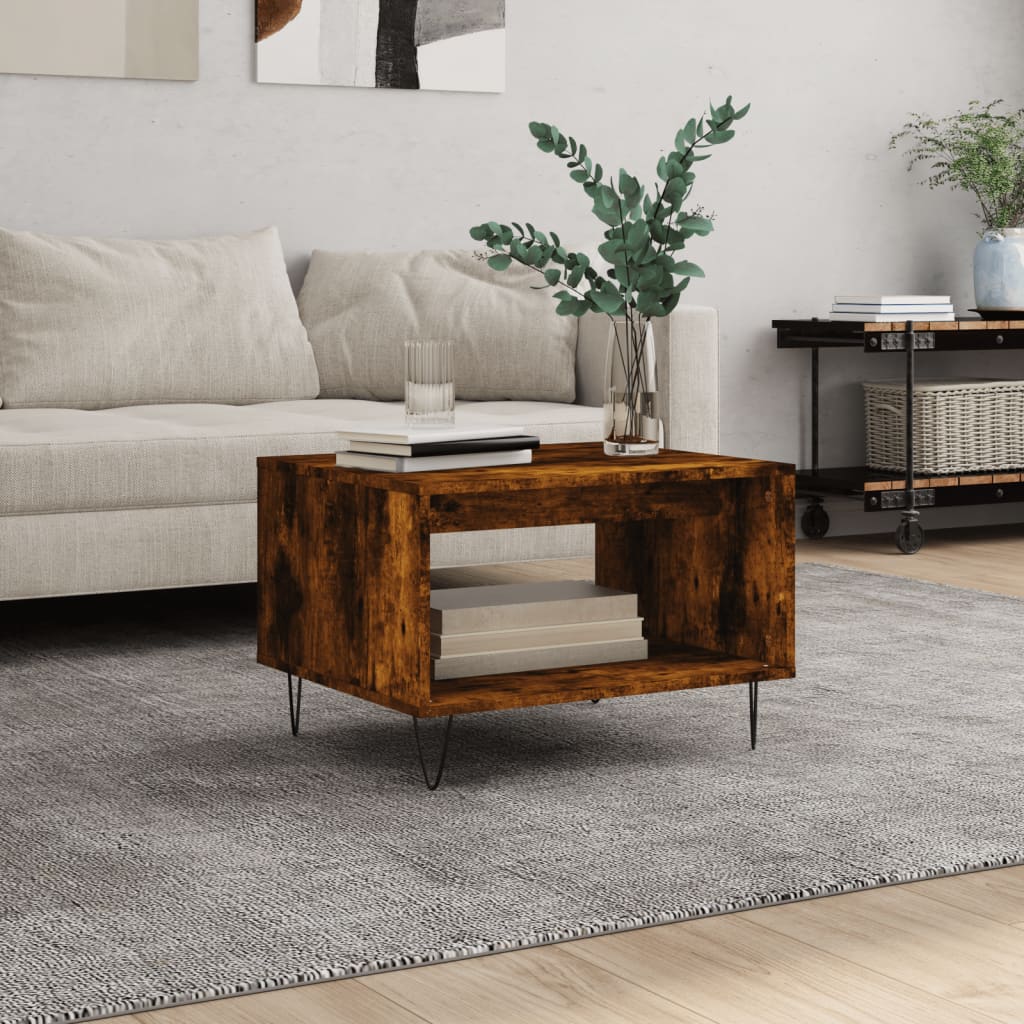 Coffee Table Smoked Oak 60x50x40 cm Engineered Wood - Merlin Deals