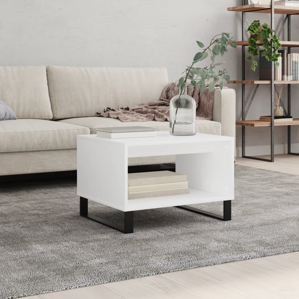 Coffee Table White 60x50x40 cm Engineered Wood - Merlin Deals