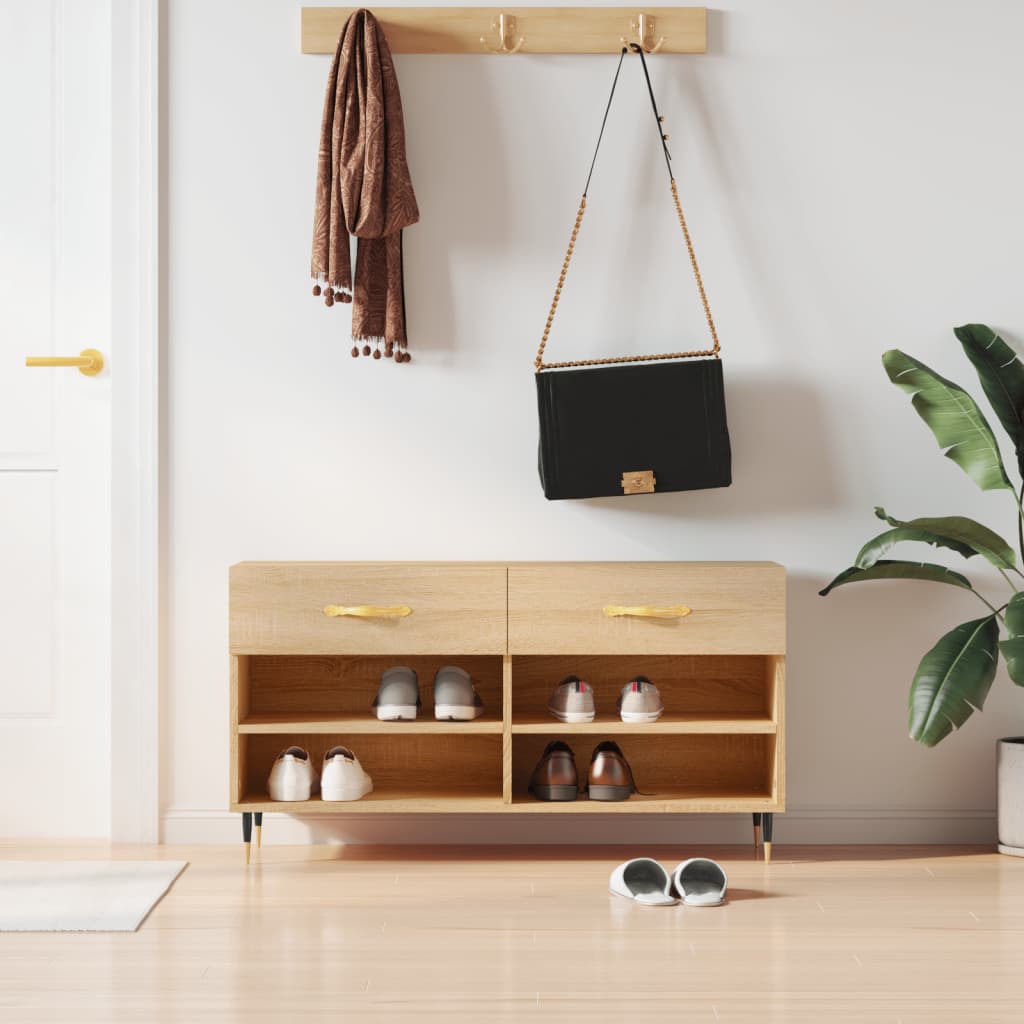 Shoe Bench Sonoma Oak 102x35x55 cm Engineered Wood - Millennium Furniture