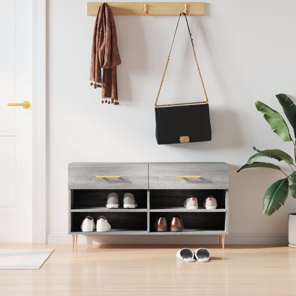 Shoe Bench Grey Sonoma 102x35x55 cm Engineered Wood - Casper Homes
