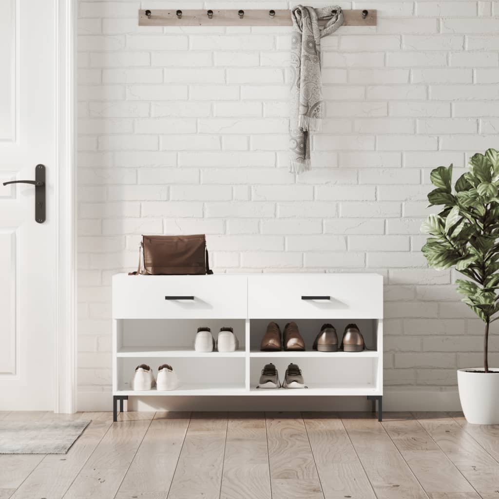 Shoe Bench White 102x35x55 cm Engineered Wood - The Home Maker