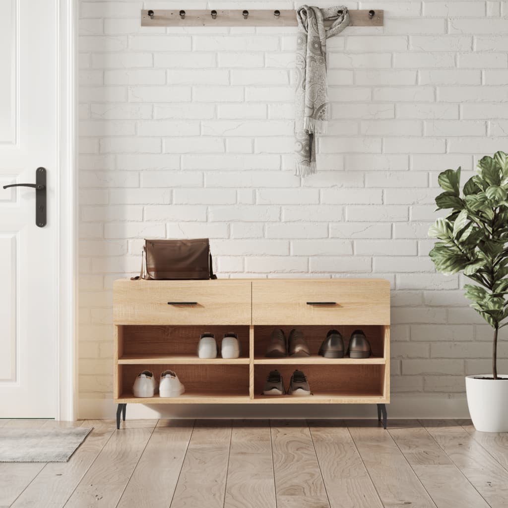 Shoe Bench Sonoma Oak 102x35x55 cm Engineered Wood - Millennium Furniture