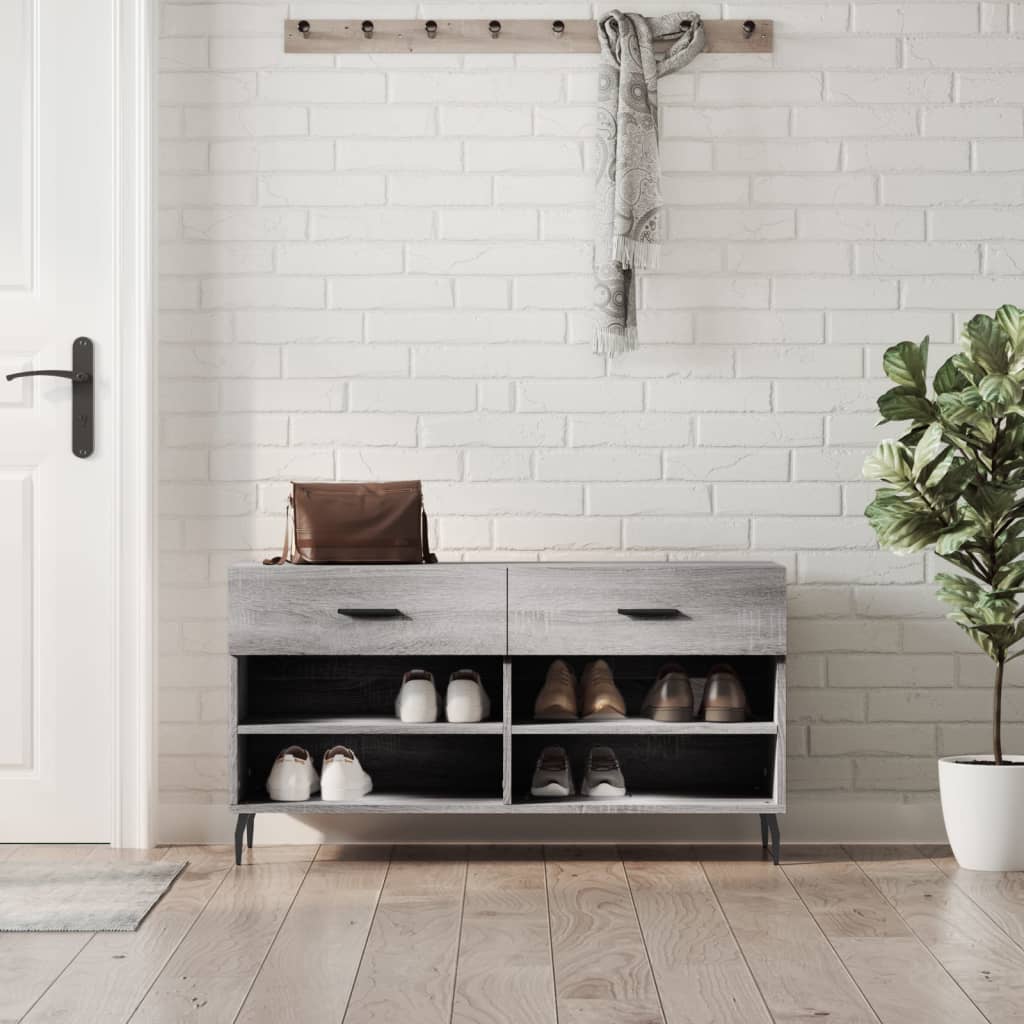 Shoe Bench Grey Sonoma 102x35x55 cm Engineered Wood - Unbeatable Bargains