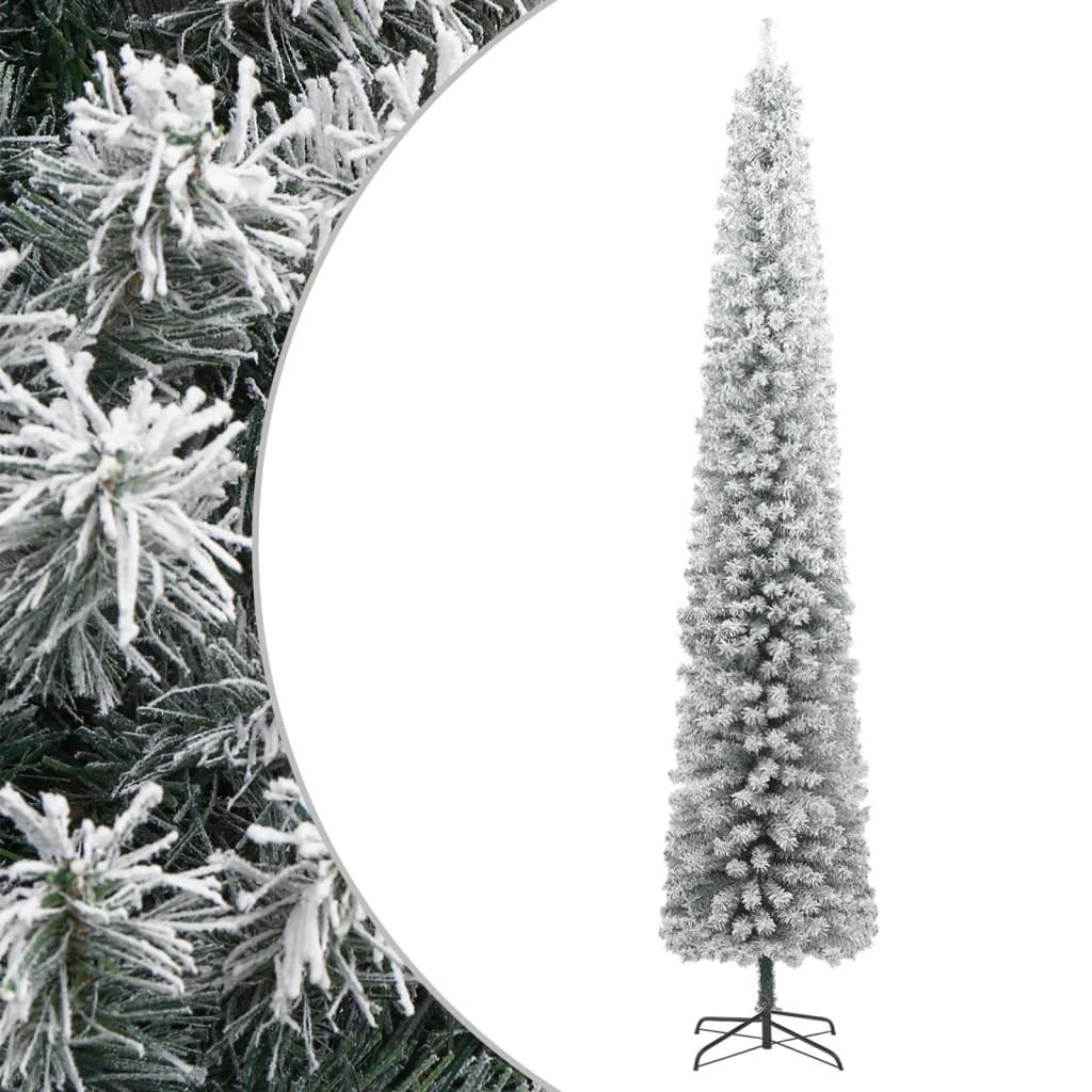 NIVRO Slim Christmas Tree with Stand and Flocked Snow 270 cm PVC - Sid & Sam