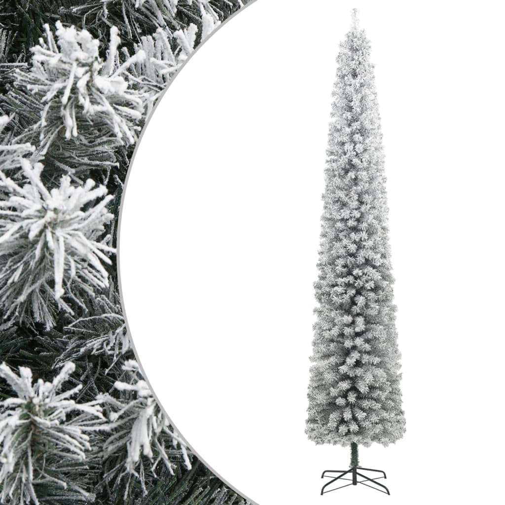 Lauxe Slim Christmas Tree with Stand and Flocked Snow 300cm PVC - Direct Imports