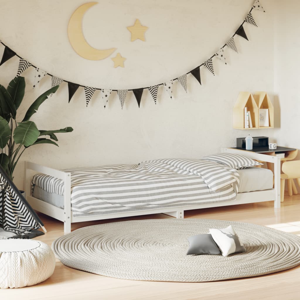 Kids Bed Frame White 90x190cm Solid Wood Pine - Merkel Designers