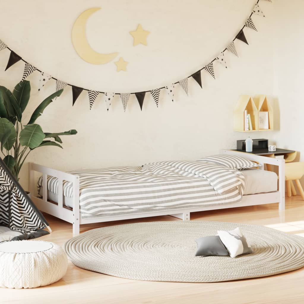 Kids Bed Frame White 90x190cm Solid Wood Pine - Millennium Furniture