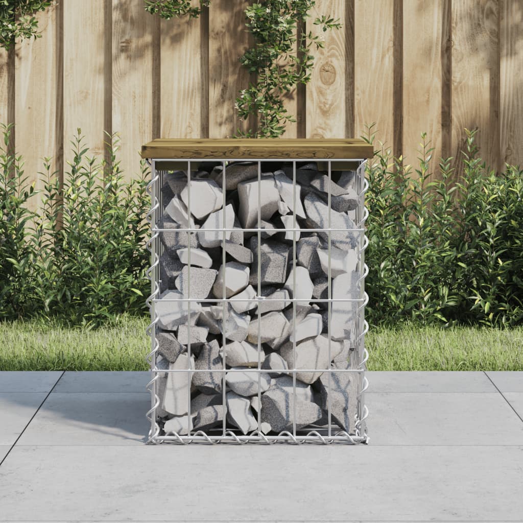 Garden Bench Gabion Design 33x31x42 cm Impregnated Wood Pine - R and M Furniture