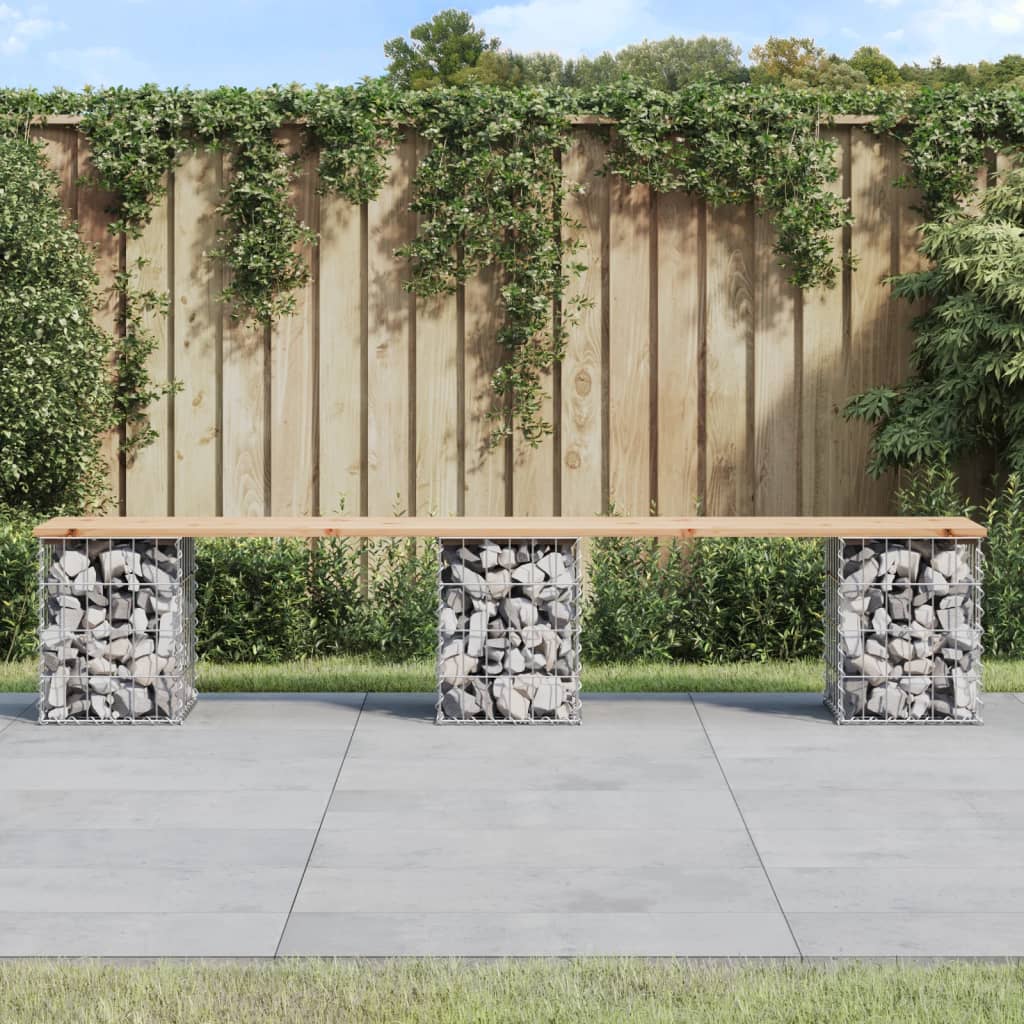 Garden Bench Gabion Design 203x31x42 cm Solid Wood Pine - Unbeatable Bargains
