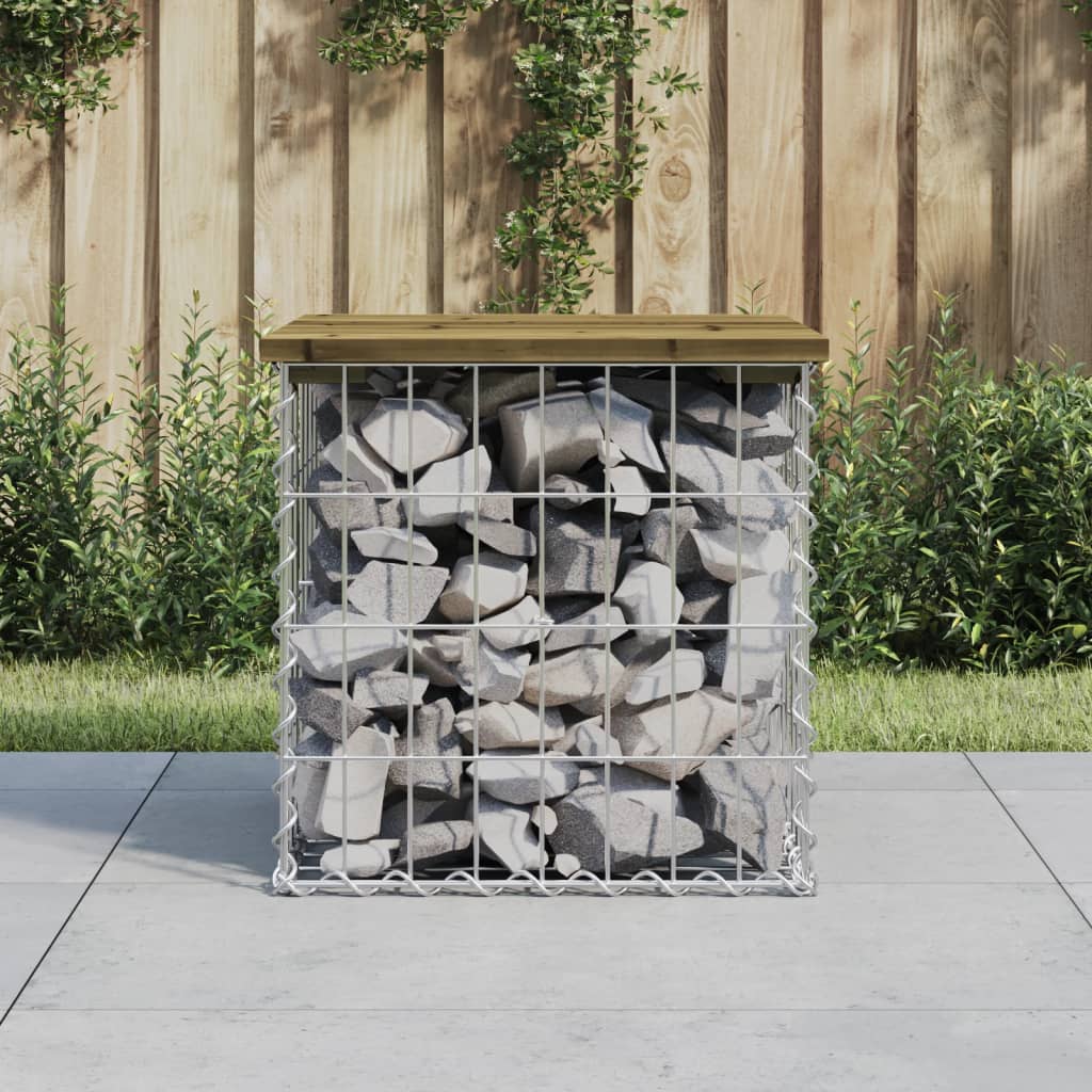 Garden Bench Gabion Design 43x44x42 cm Impregnated Wood Pine - R and M Furniture
