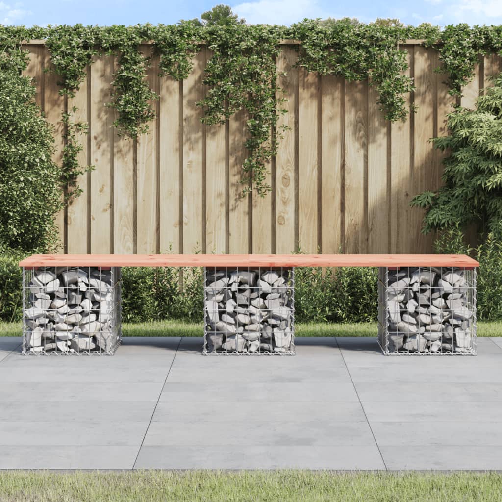 Garden Bench Gabion Design 203x44x42 cm Solid Wood Douglas - Millennium Furniture