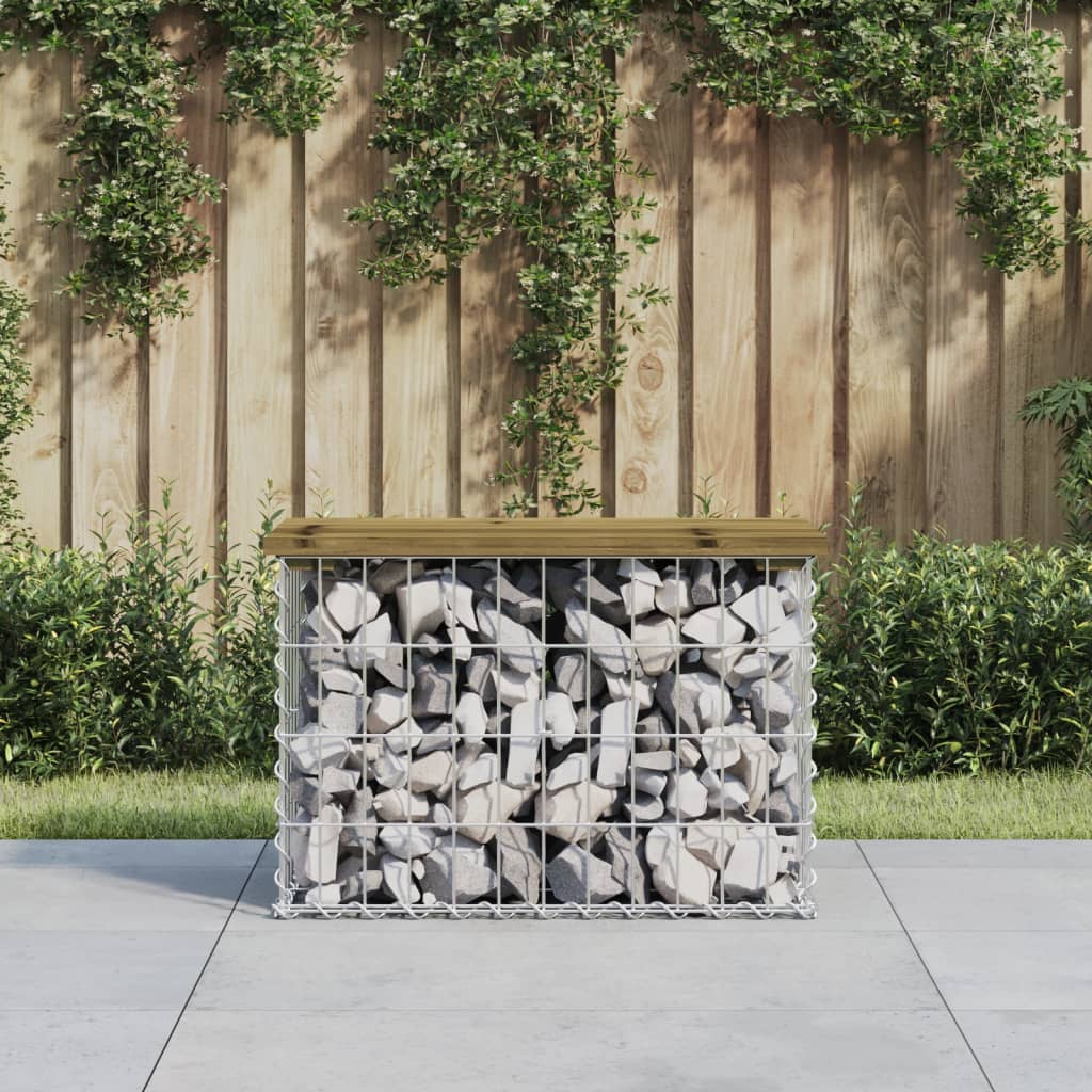 Garden Bench Gabion Design 63x31.5x42 cm Impregnated Wood Pine - Tyrell & Tyrell