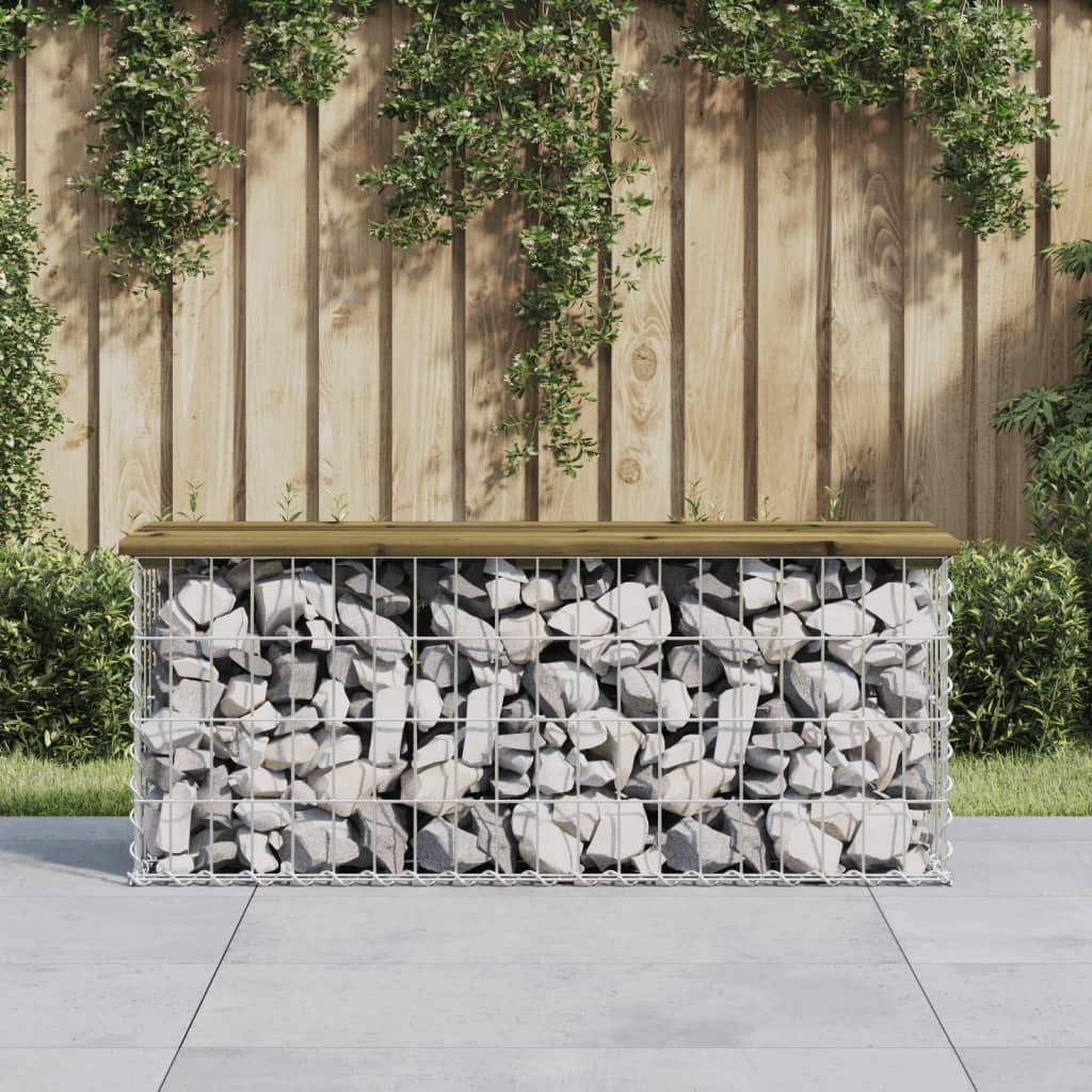 Garden Bench Gabion Design 103x31.5x42 cm Impregnated Wood Pine - Tyrell & Tyrell