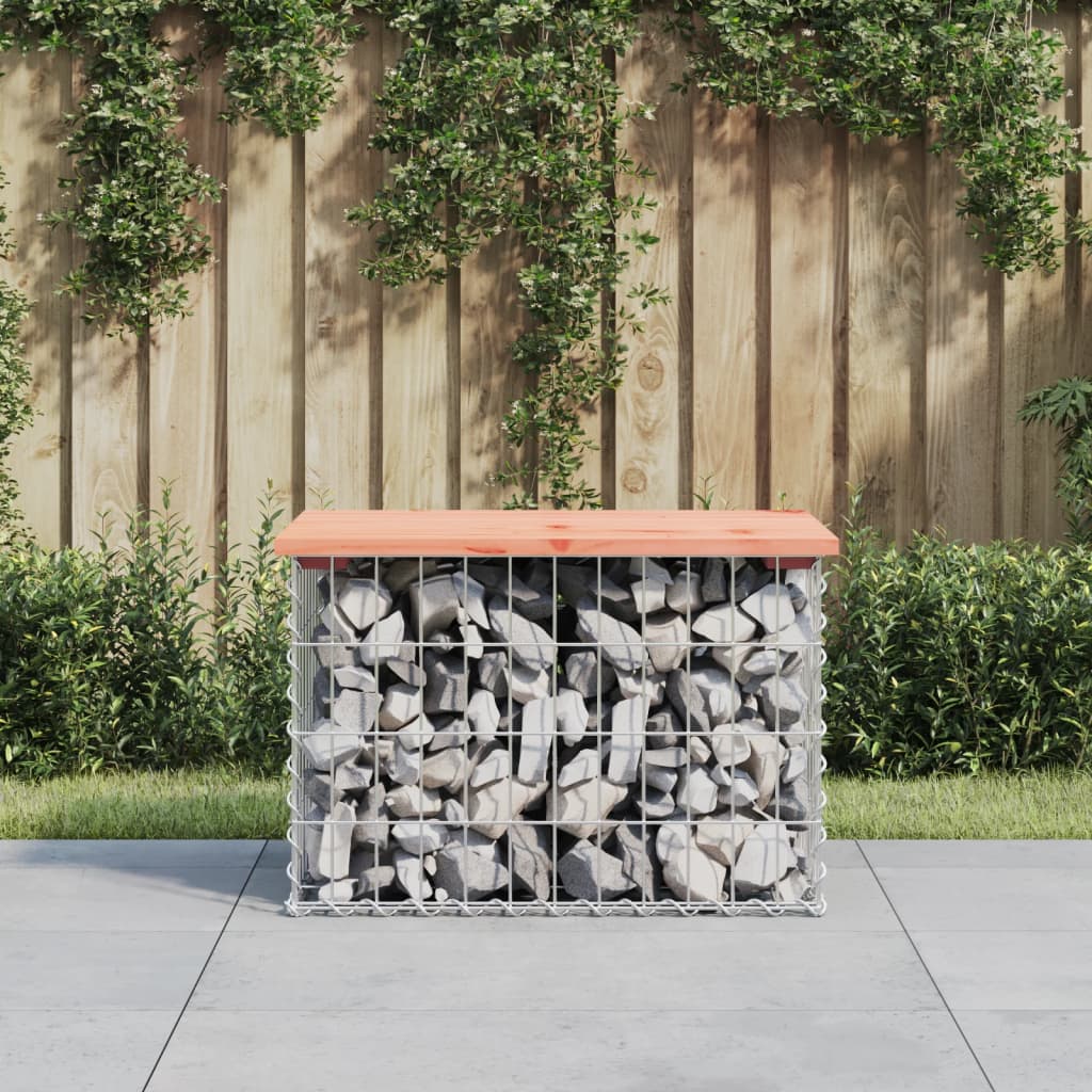 Garden Bench Gabion Design 63x44x42 cm Solid Wood Douglas - R and M Furniture