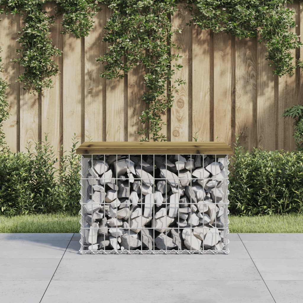 Garden Bench Gabion Design 63x44x42 cm Impregnated Wood Pine - Sid & Sam