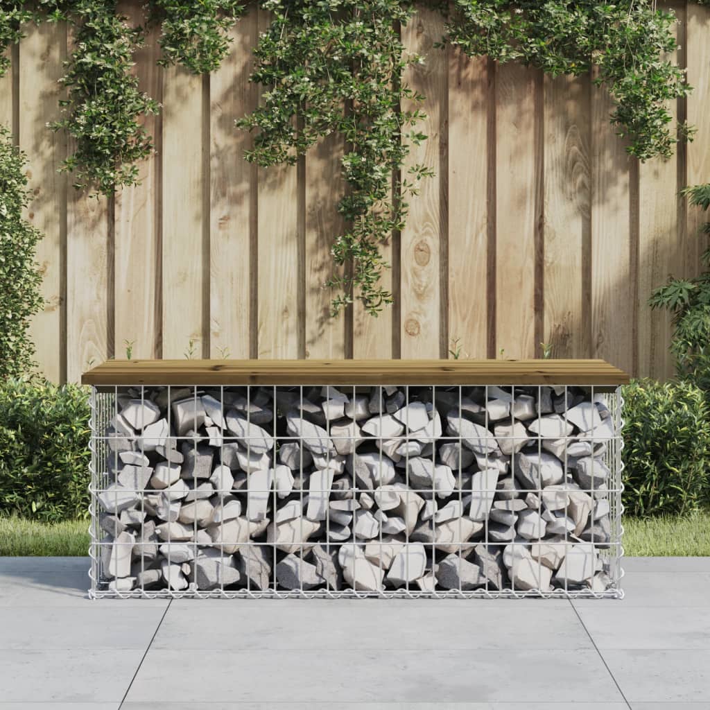 Garden Bench Gabion Design 103x44x42 cm Impregnated Wood Pine - Millennium Furniture