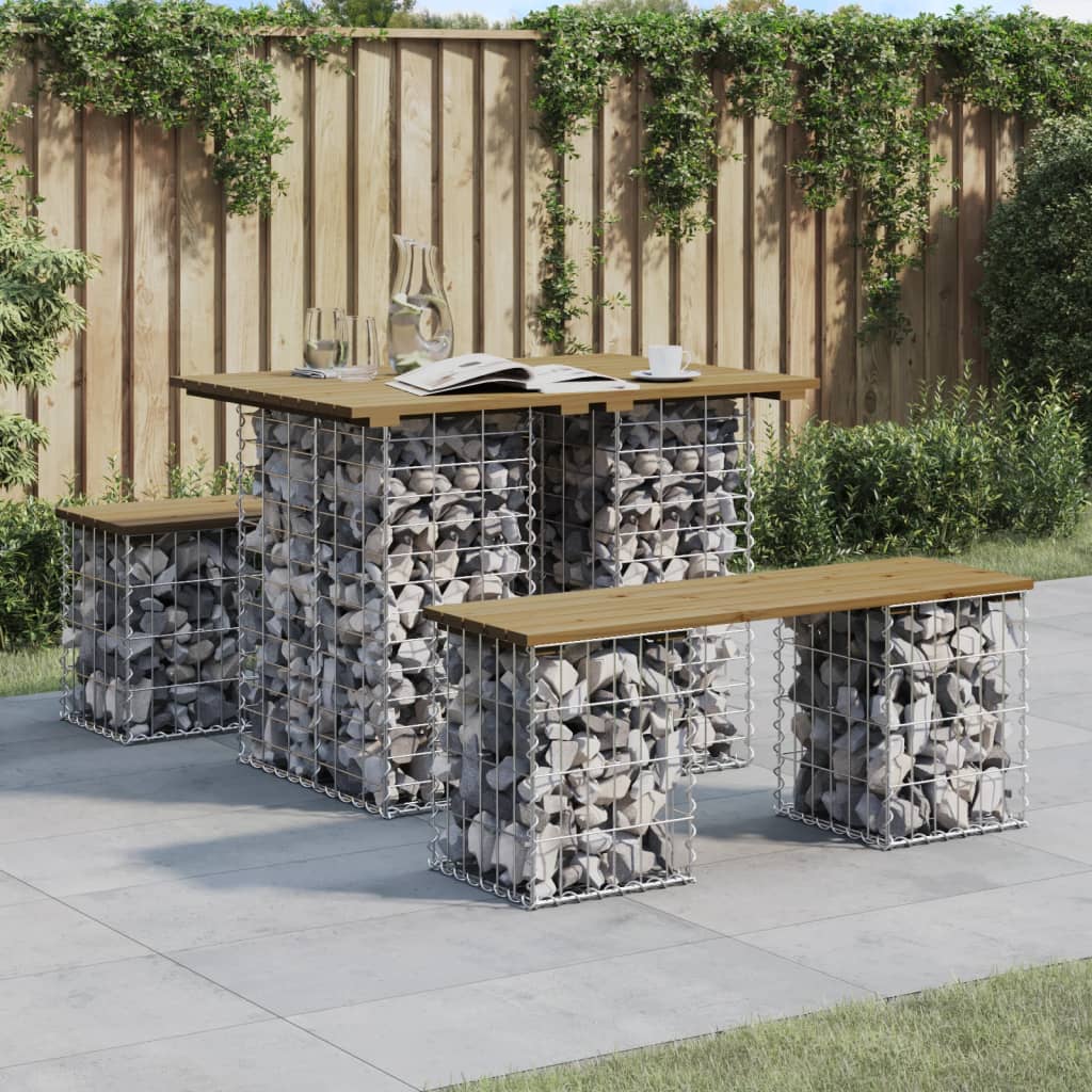 Garden Bench Gabion Design 100x70x72 cm Impregnated Wood Pine - Unbeatable Bargains