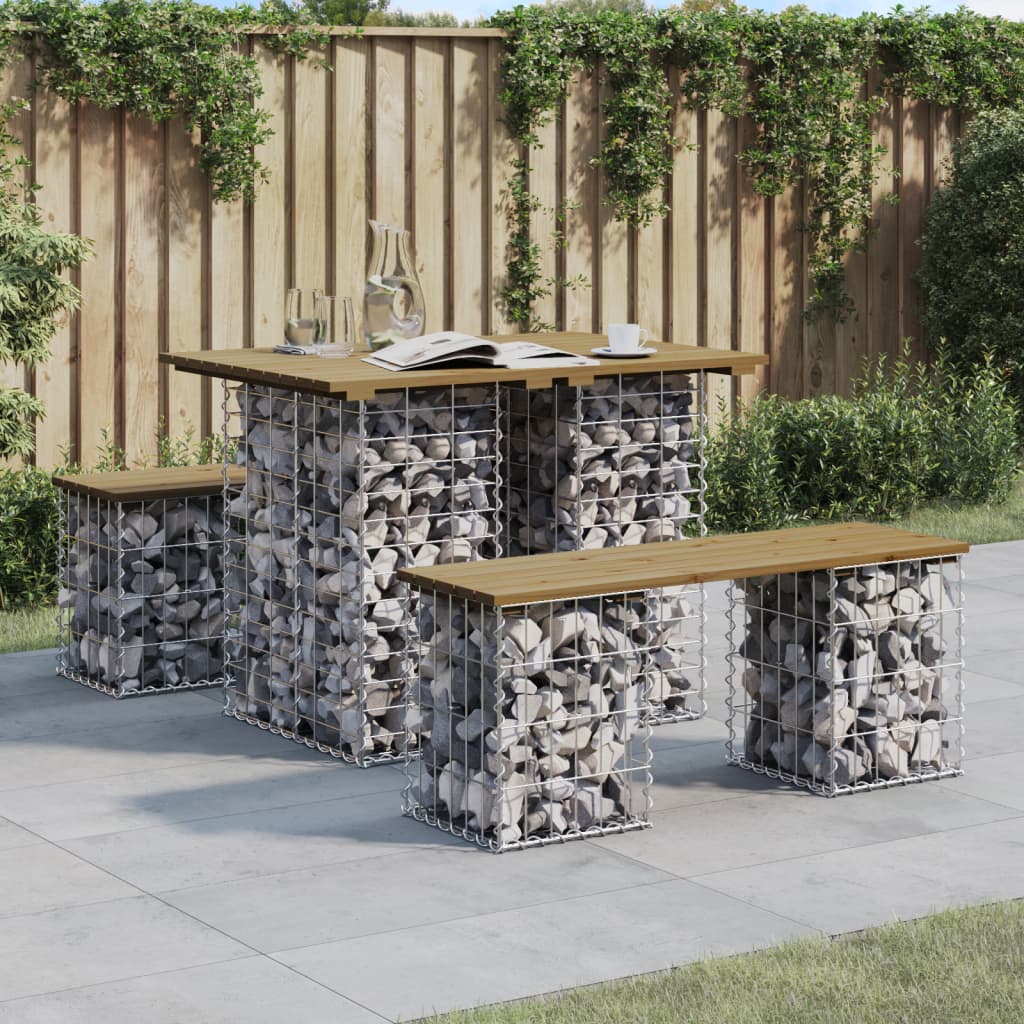 Garden Bench Gabion Design 100x70x72 cm Impregnated Wood Pine - The Home Maker