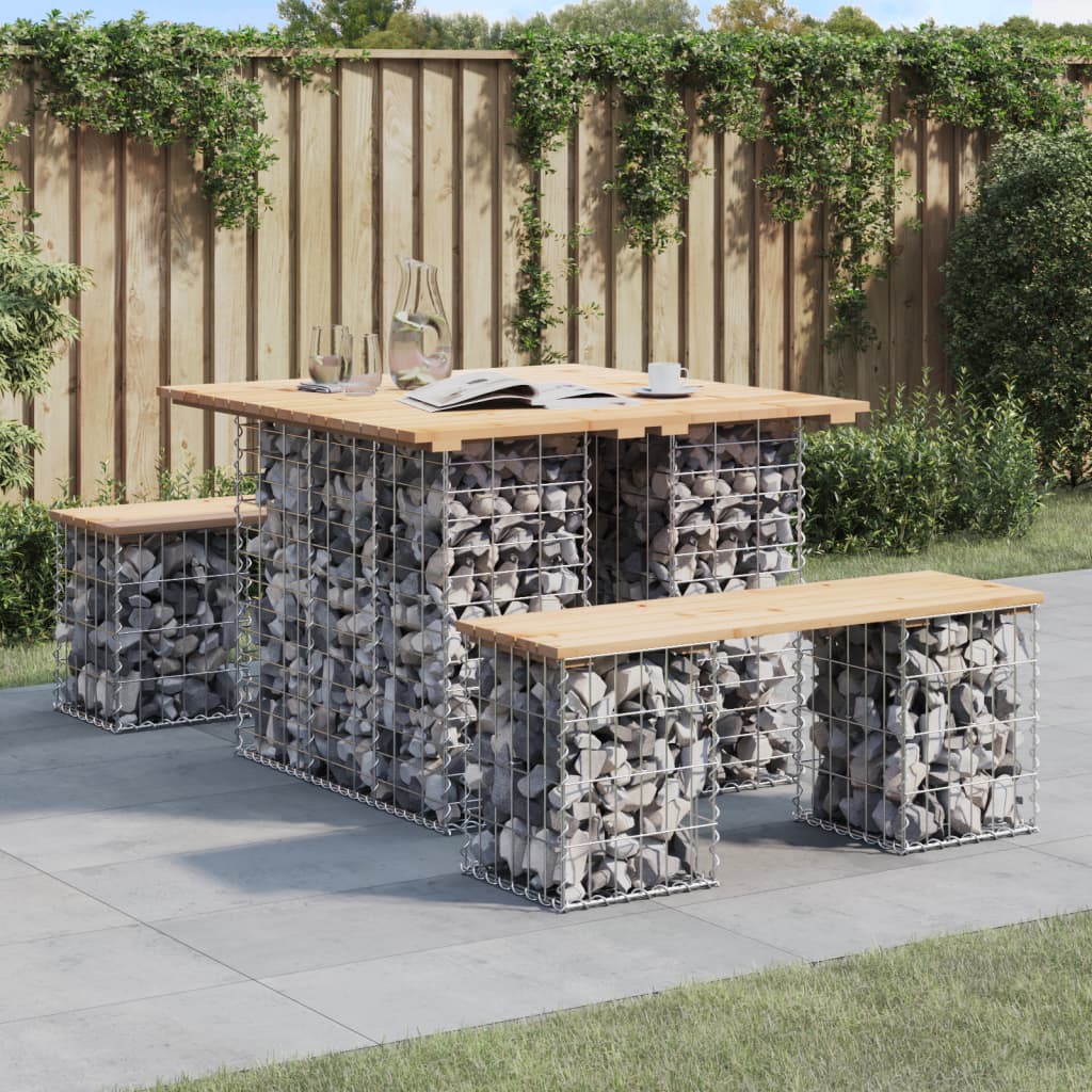 Garden Bench Gabion Design 100x102x72 cm Solid Wood Pine - Millennium Furniture