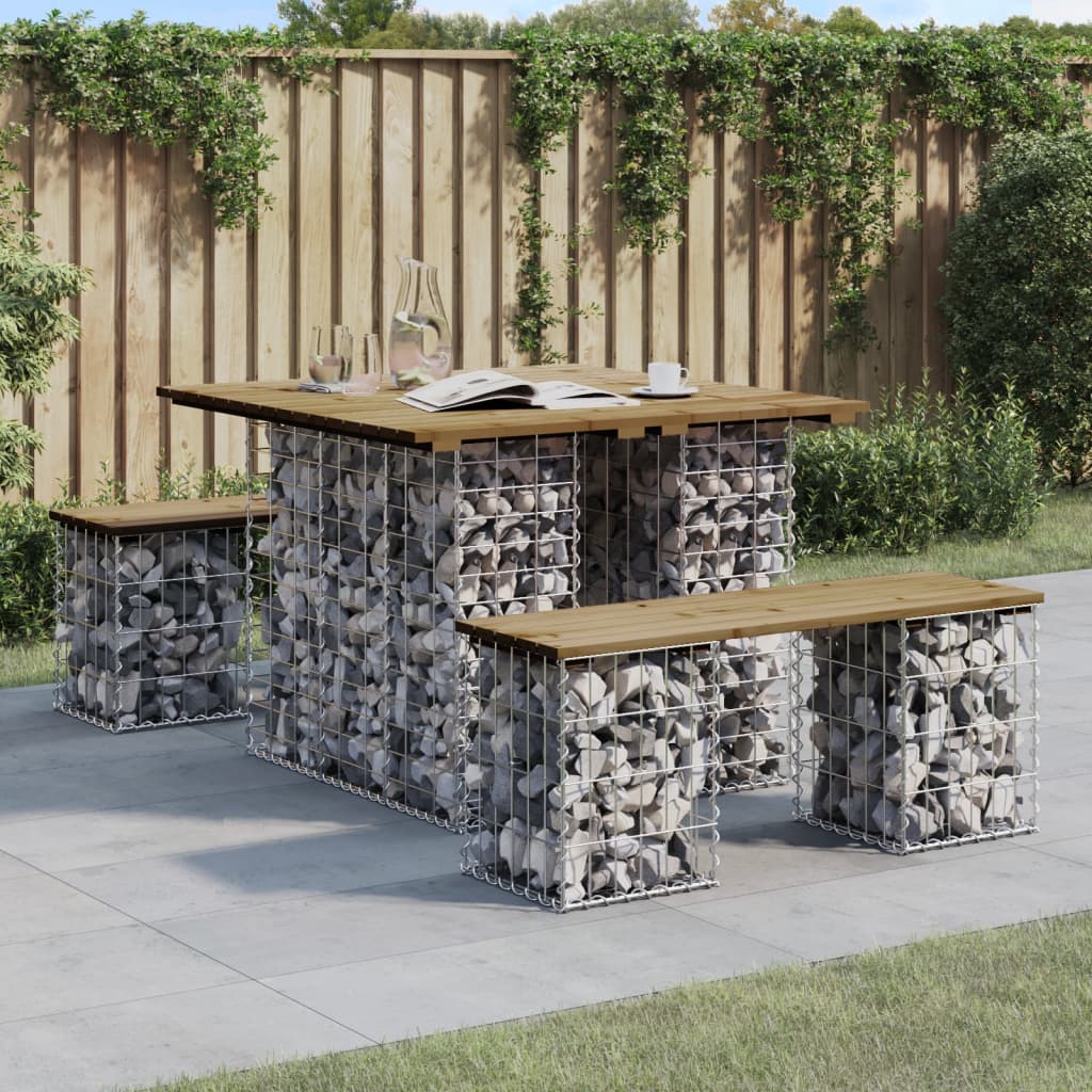 Garden Bench Gabion Design 100x102x72 cm Impregnated Wood Pine - The Home Maker