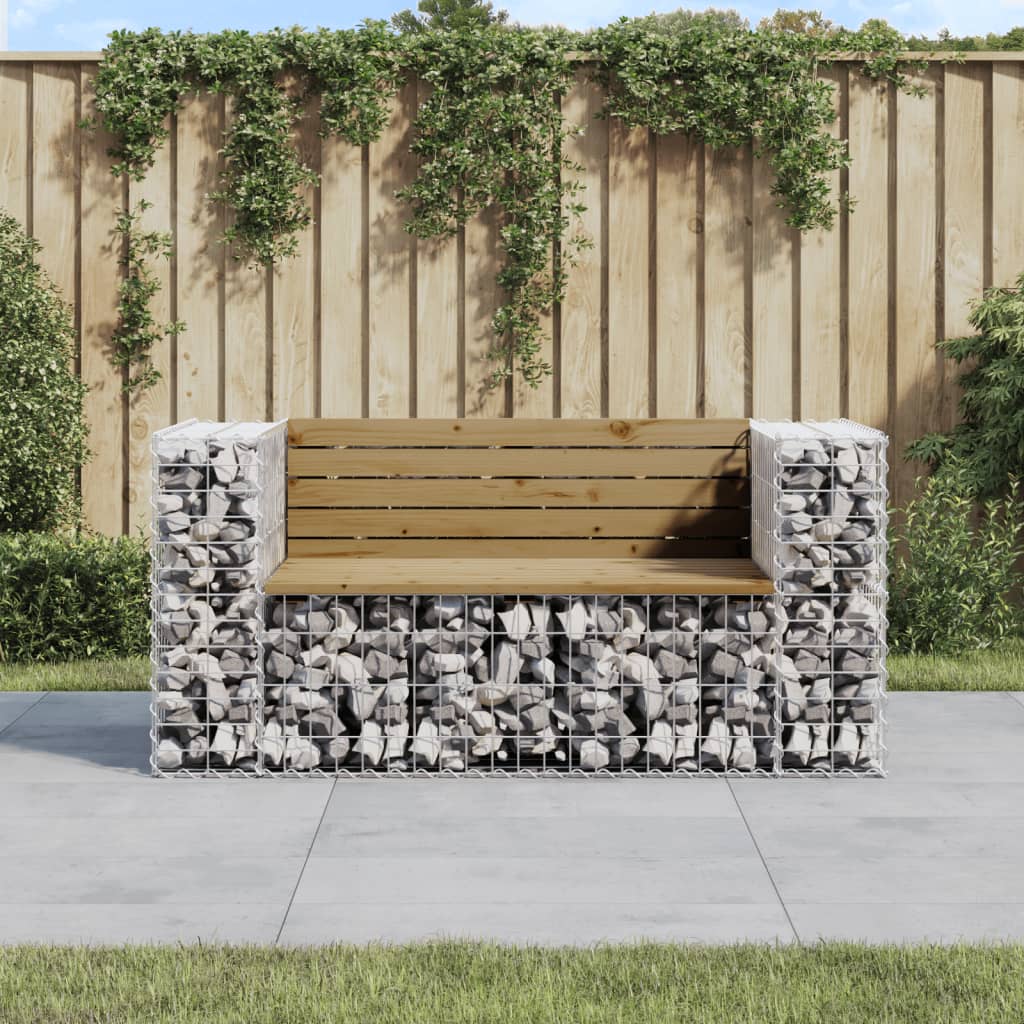 Garden Bench Gabion Design 143x71x65.5 cm Impregnated Wood Pine - Merkel Designers