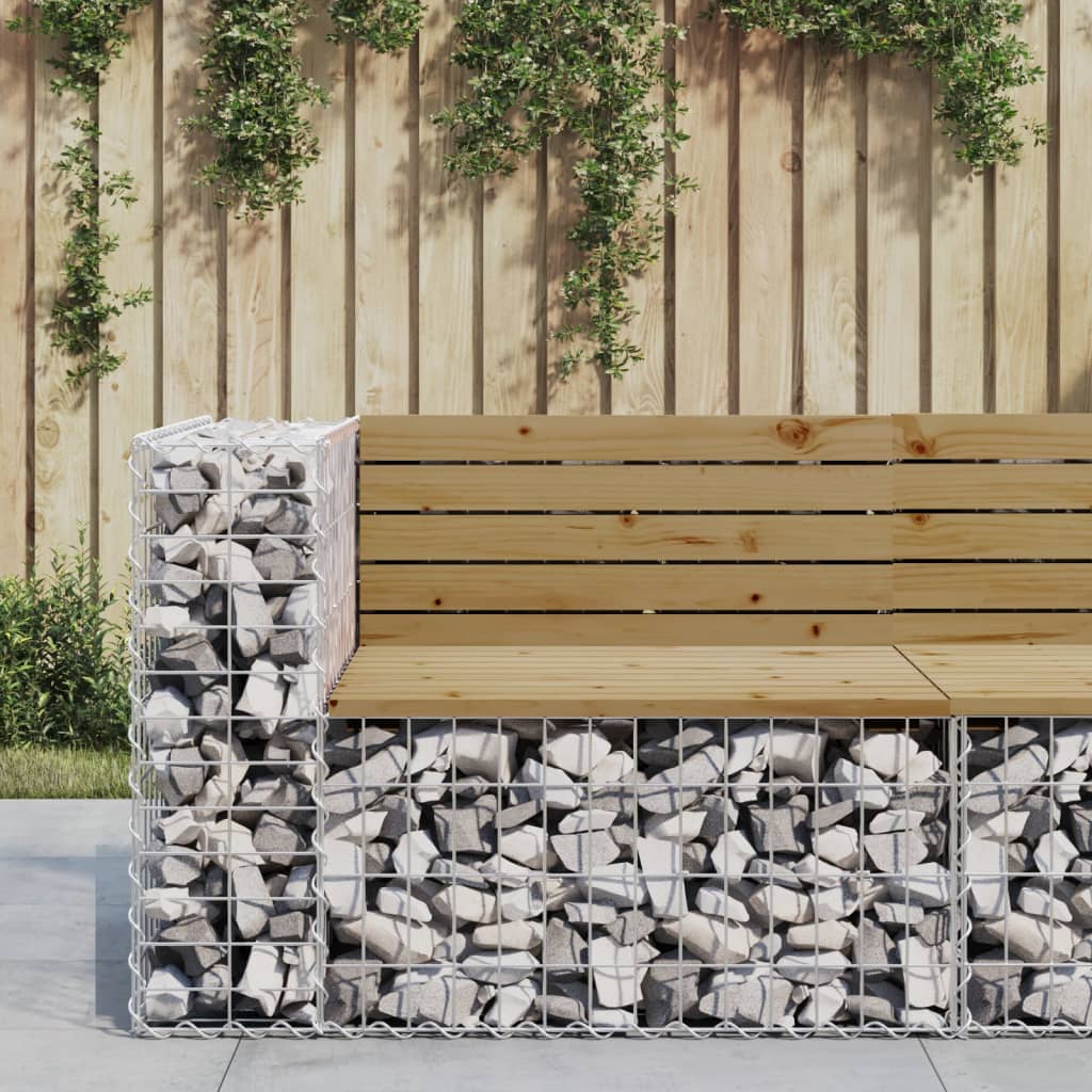Garden Bench Gabion Design 92x71x65.5 cm Impregnated Wood Pine - Millennium Furniture