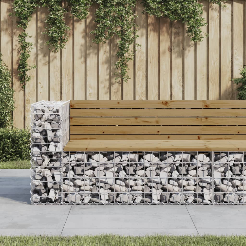 Garden Bench Gabion Design 122x71x65.5 cm Impregnated Wood Pine - Merkel Designers