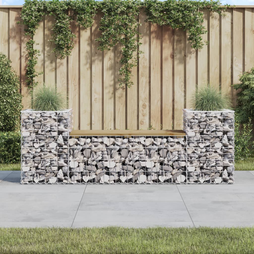 Garden Bench Gabion Design 183x41x60.5 cm Impregnated Wood Pine - Millennium Furniture