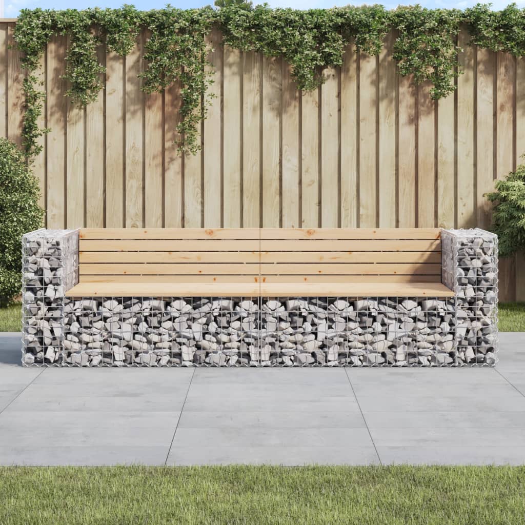 Garden Bench Gabion Design 244x71x65.5 cm Solid Wood Pine - Millennium Furniture