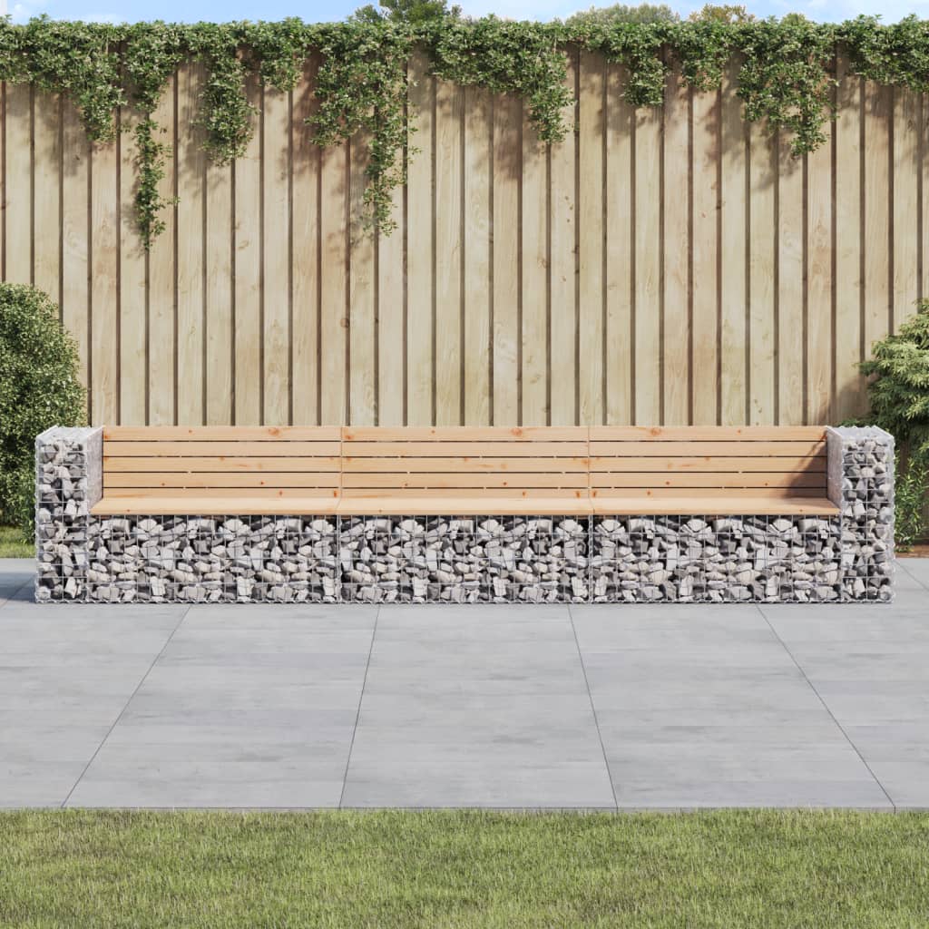 Garden Bench Gabion Design 347x71x65.5 cm Solid Wood Pine - The Home Maker