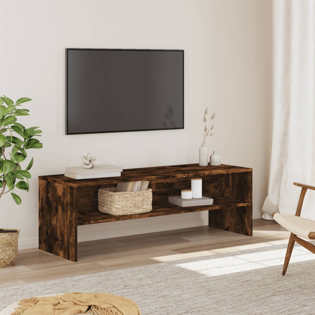 TV Cabinet Smoked Oak 120x40x40 cm Engineered Wood - Design Hut