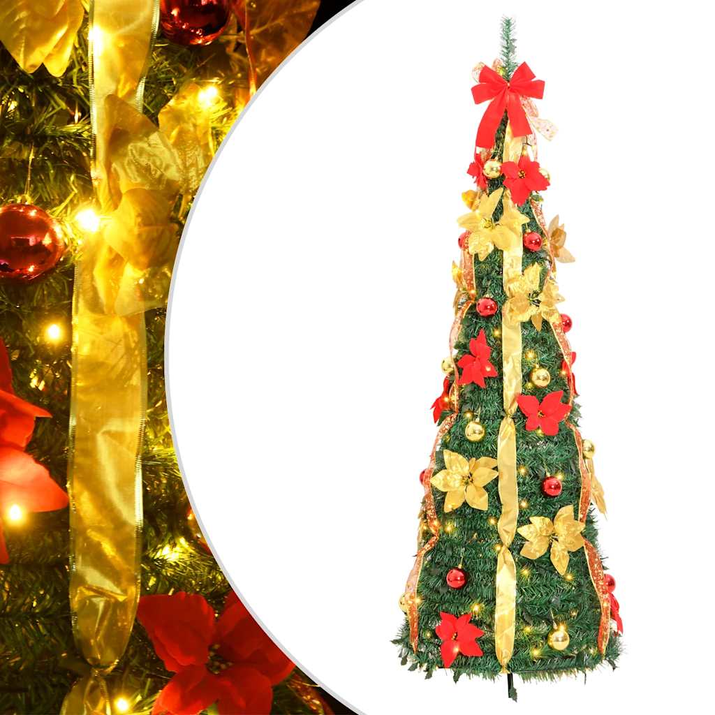 GLIMMERA Artificial Christmas Tree Pop-up 100 LEDs Green 150 cm - Unbeatable Bargains