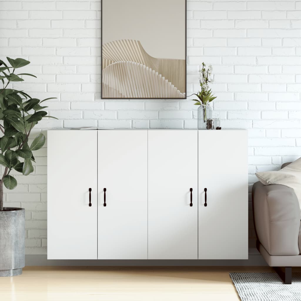 Wall Mounted Cabinets 2 Pieces White Engineered Wood - The Home Maker