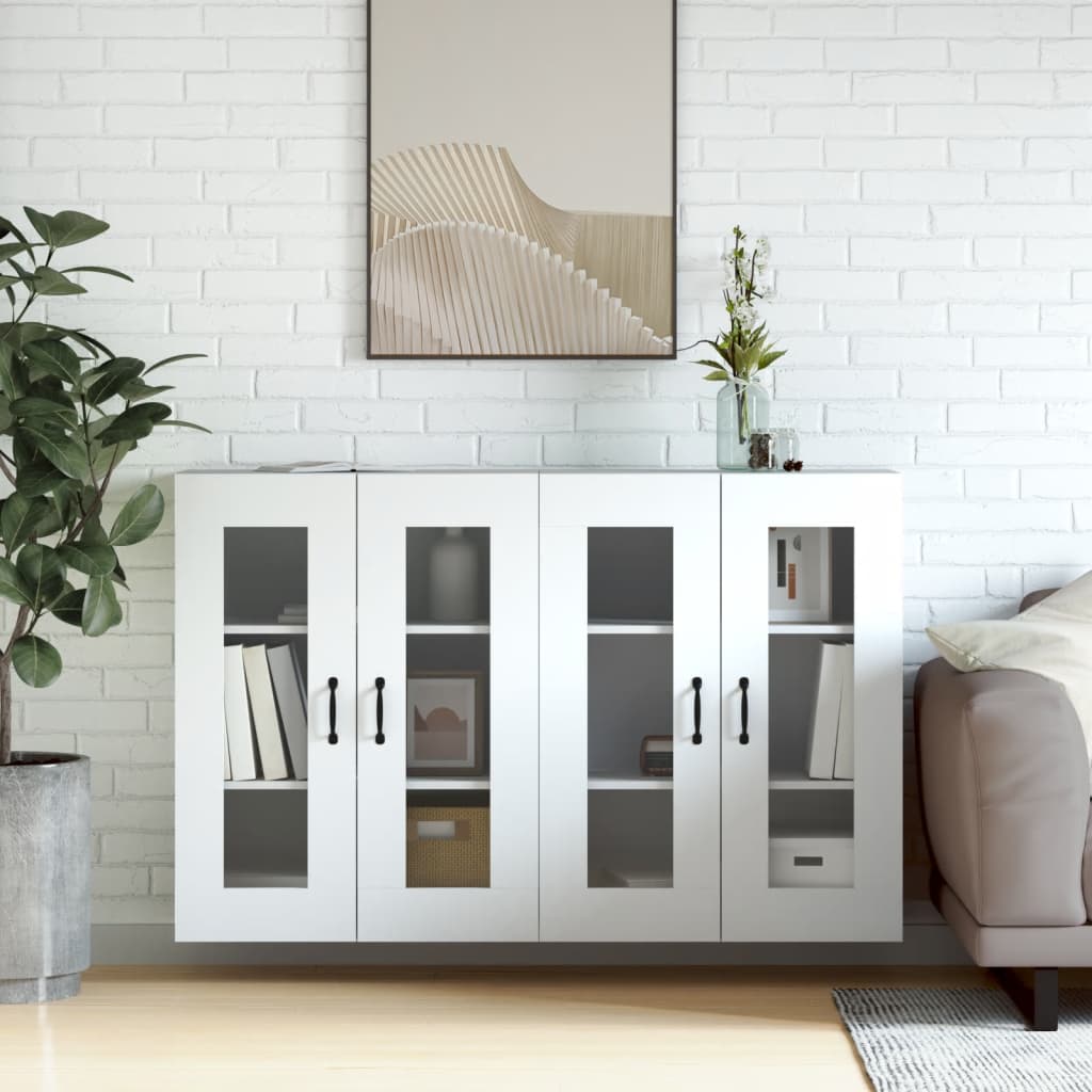 Wall Mounted Cabinets 2 Pieces White Engineered Wood - The Home Maker