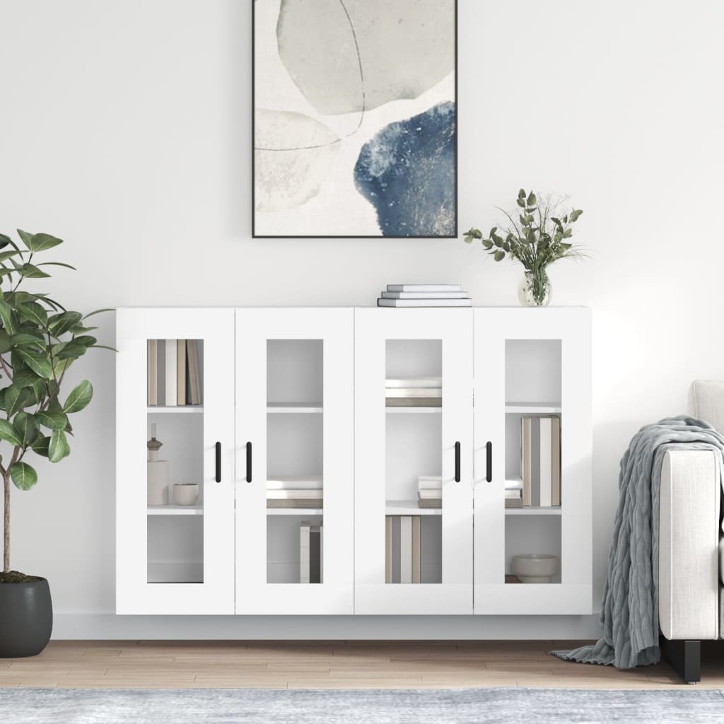 Wall Mounted Cabinets 2 pcs White Engineered Wood - Millennium Furniture