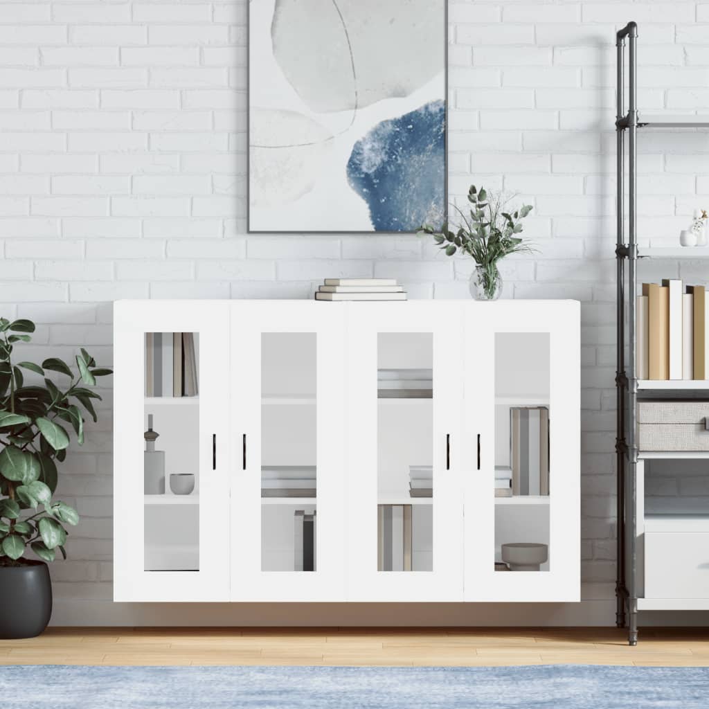 Wall Mounted Cabinets 2 pcs White Engineered Wood - All Things Good
