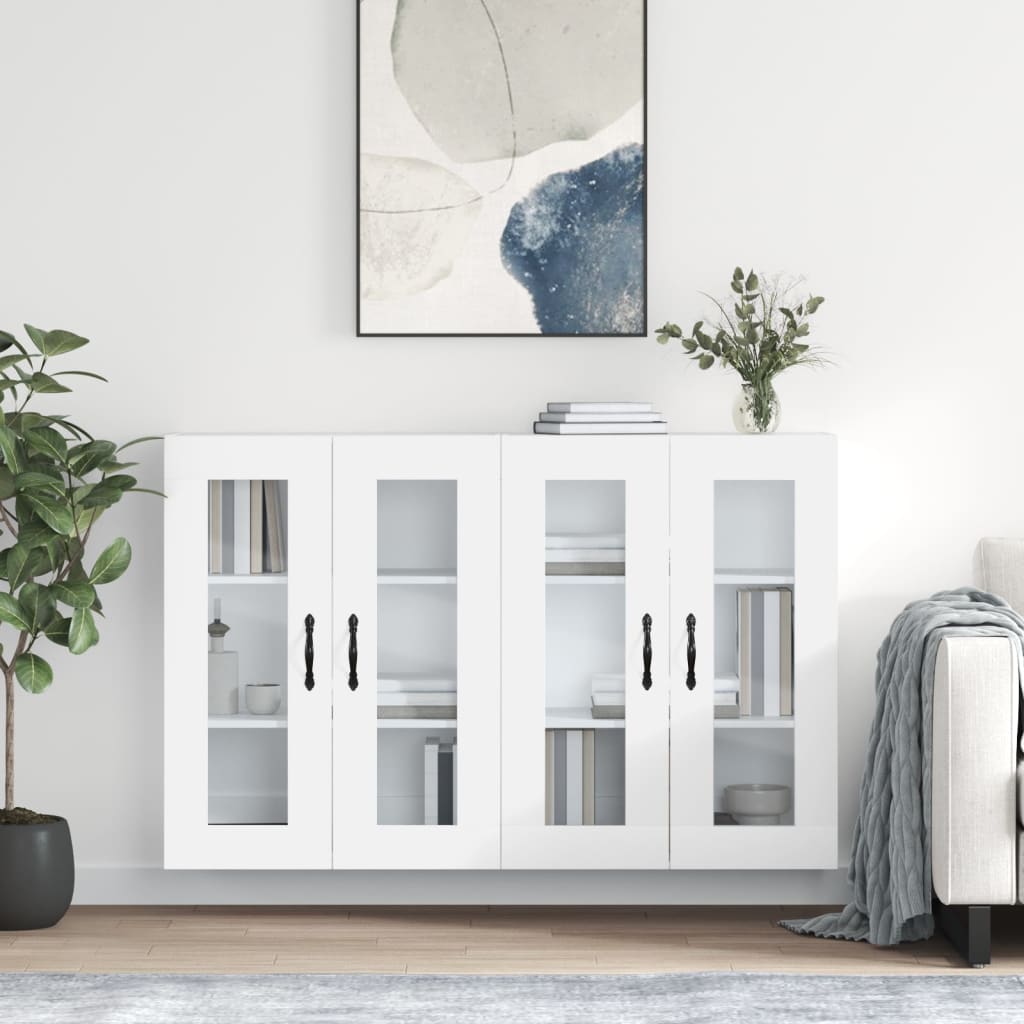 Wall Mounted Cabinets 2 Pieces White Engineered Wood - The Home Maker