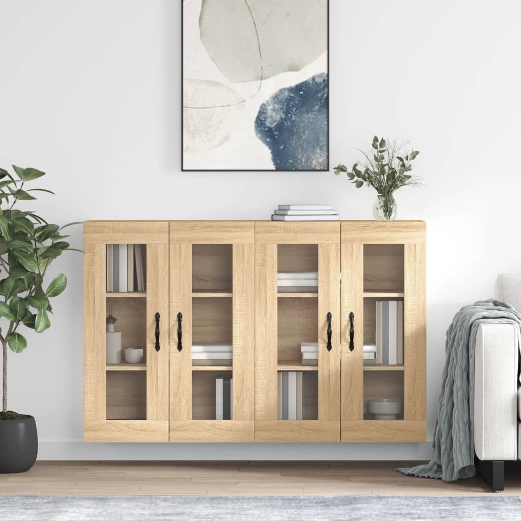 Wall Mounted Cabinets 2 Pieces Sonoma Oak Engineered Wood - The Home Maker
