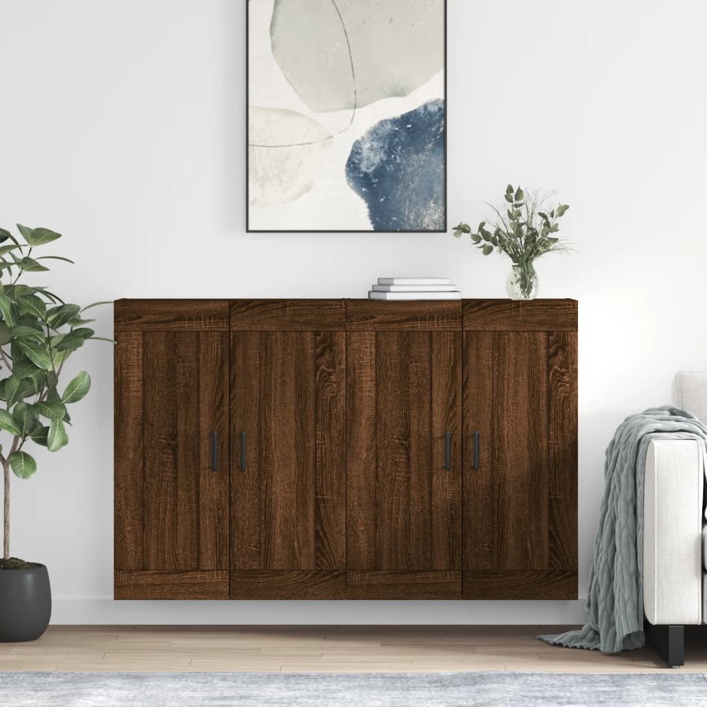 Wall Mounted Cabinets 2 pcs Brown Oak Engineered Wood - Decor Base