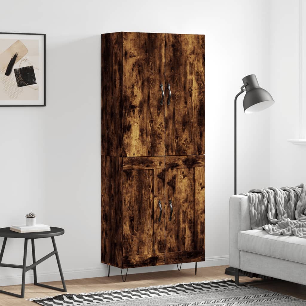 Highboard Smoked Oak 69.5x34x180 cm Engineered Wood - The Home Maker