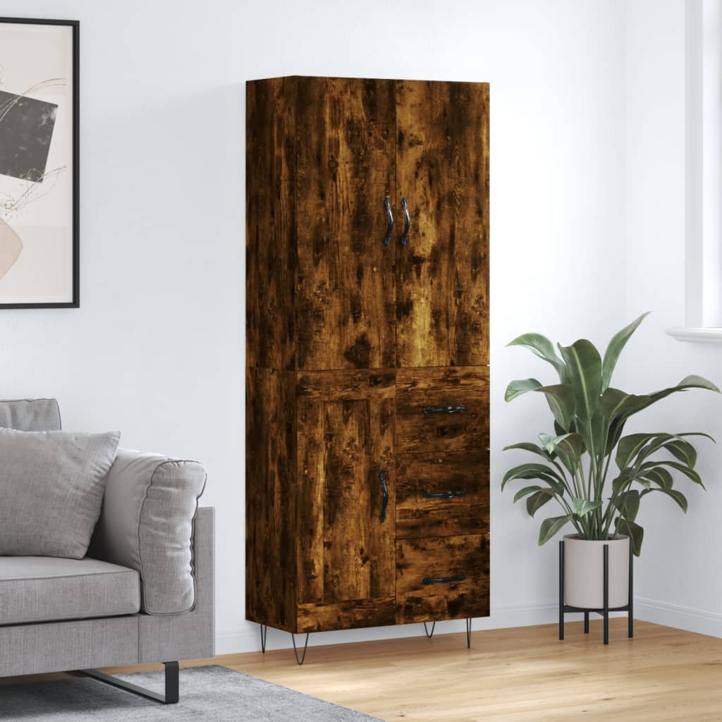Highboard Smoked Oak 69.5x34x180 cm Engineered Wood - The Home Maker