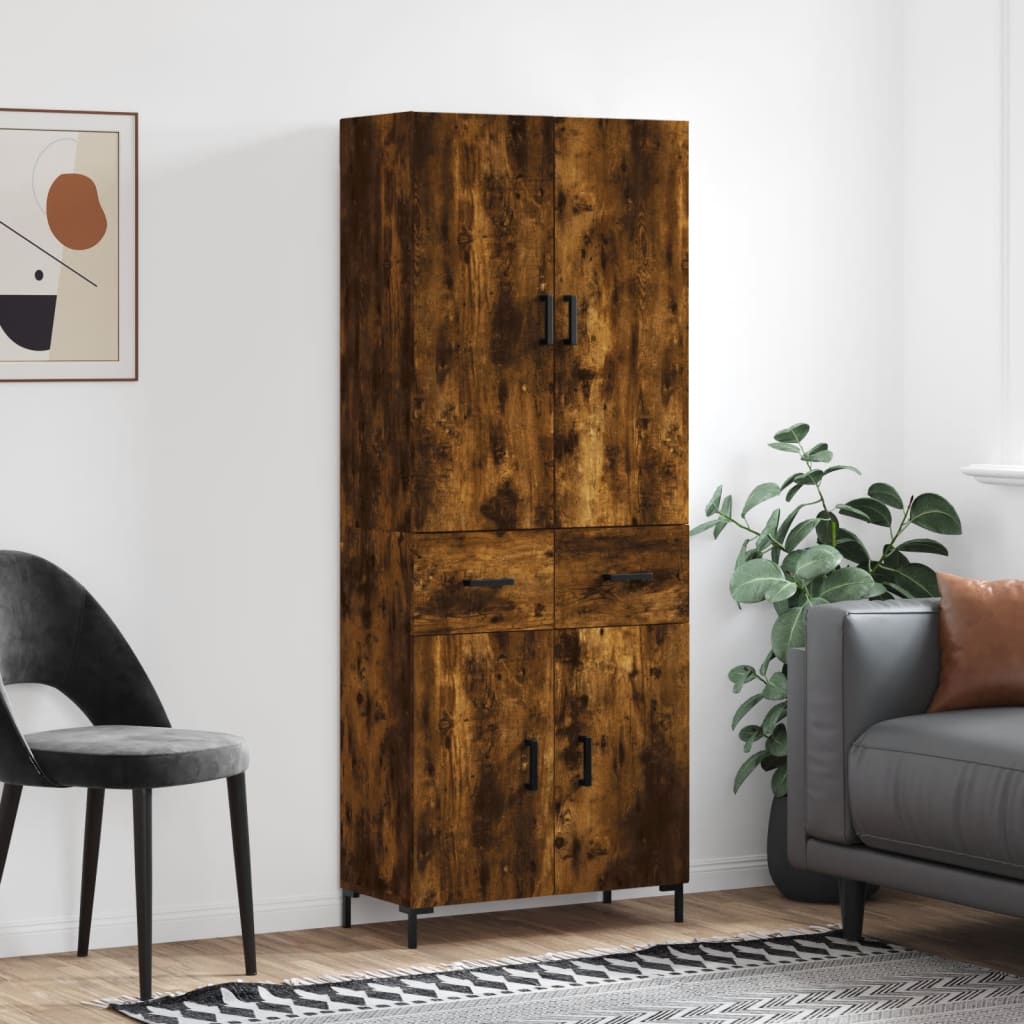 Highboard Smoked Oak 69.5x34x180 cm Engineered Wood - The Home Maker